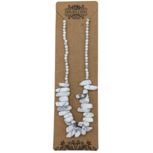 Longstone Gem Necklace - White Jasper  (LSNK-07)