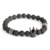 Crystal Crown / Black Agate - Gemstone Bracelet  (Boho-02)