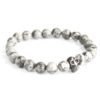 Pewter Skull / Grey Agate - Gemstone Bracelet  (Boho-11)