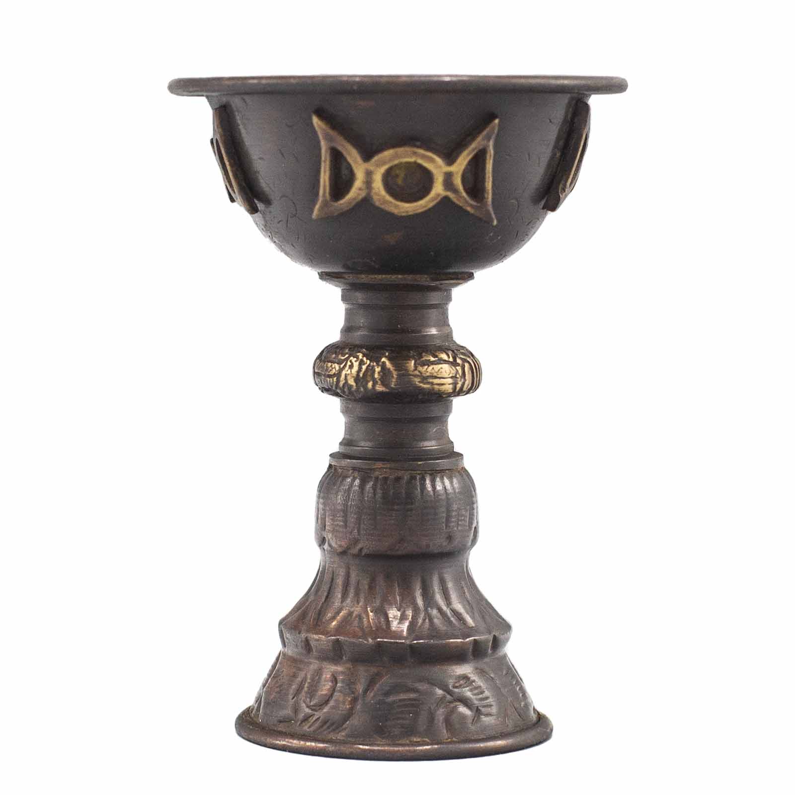 Antique Copper Ritual Goblet with Triple Moon 8x13cm (CIC-11)
