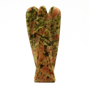 Hand Carved Gemstone Angel - Unakite (GemF-34)
