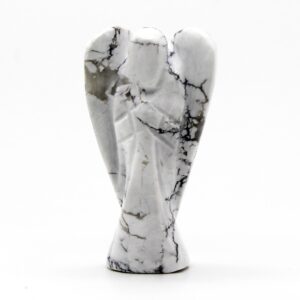 Hand Carved Gemstone Angel - White Howlite  (GemF-35)