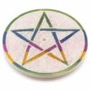 Soapstone Disc Incense Holder 8cm - Pentagon  (SoapISH-04)
