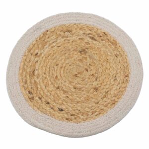 Natural Place Mat - Jute & Cotton 30cm - Ivory Boarder  (NPMAT-01)