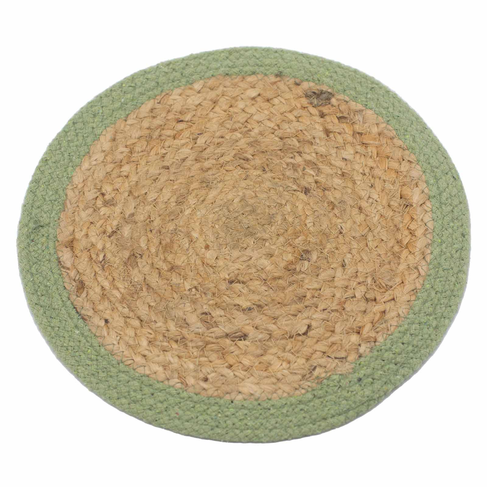 Natural Place Mat - Jute & Cotton 30cm - Olive Boarder  (NPMAT-03)