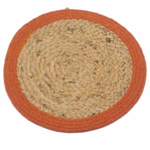 Natural Place Mat - Jute & Cotton 30cm - Clay Boarder  (NPMAT-05)