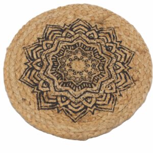 Natural Place Mat - Jute 30cm - Mandala Print (NPMAT-07)