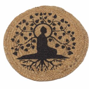Natural Place Mat - Jute 30cm - Bodhi Tree Print  (NPMAT-08)