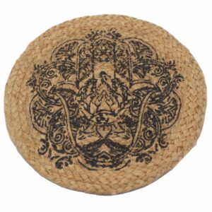 Natural Place Mat - Jute  - Hamsa Print  (NPMAT-10)