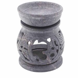 Small Soapstone Oil Burner 8cm - Om (SoapOB-14)