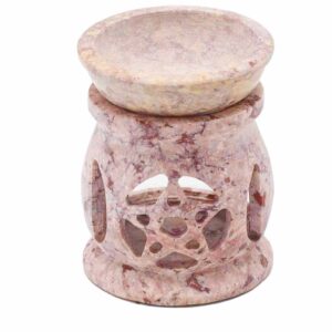 Small Soapstone Oil Burner 8cm - Three Moon Pentigon  (SoapOB-15)