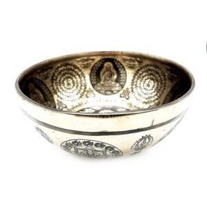 Tibetan Healing Engraved Bowl - 21cm - 5 Buddhas  (Tib-107)