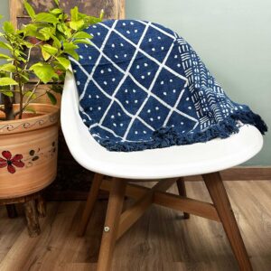 Handmade Indigo Throw - 170x120cm - Midnight Heerak  (HIT-03)