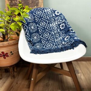 Handmade Indigo Throw - 170x120cm - Desi Stripes  (HIT-04)