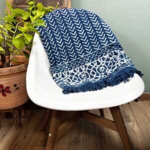 Handmade Indigo Throw - 170x120cm - Seedha Arrows  (HIT-05)