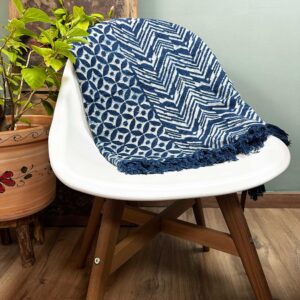 Handmade Indigo Throw - 170x120cm - Namoona Waves  (HIT-06)