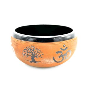 Earth Powder Singing Bowl - Clay Om  Buddha - 16cm  (TIB-113)
