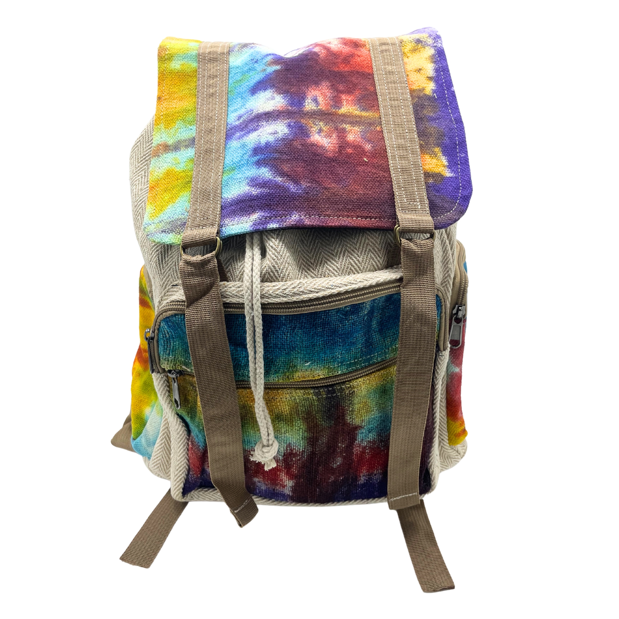 Tiedye Hemp Large Square Backpack  (HempB-32)