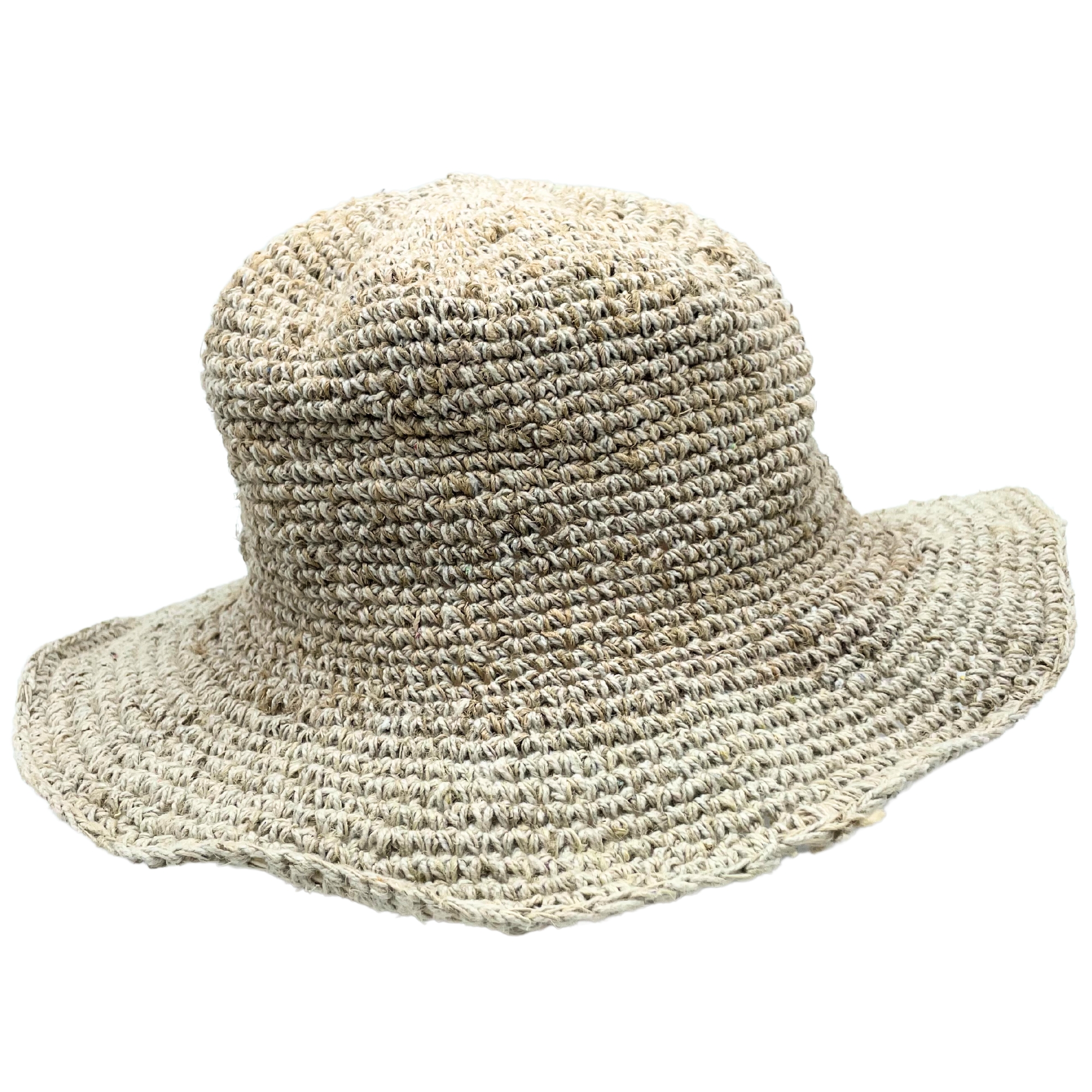 Hand-Knited Hemp & Cotton Boho Festival Hat - Natural  (HempH-01)