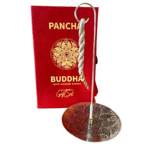 Rope Incense and Silver Plated Holder Set - Pancha Buddha (RIH-06)