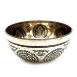 Tibetan Healing Engraved Bowl - 21cm - Om & Buddha  (Tib-105)