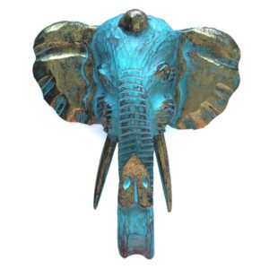 Large Elephant Head - Gold & Turquoise  (VINTEP-04)