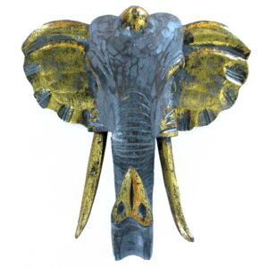 Large Elephant Head - Gold & Grey  (VINTEP-05)