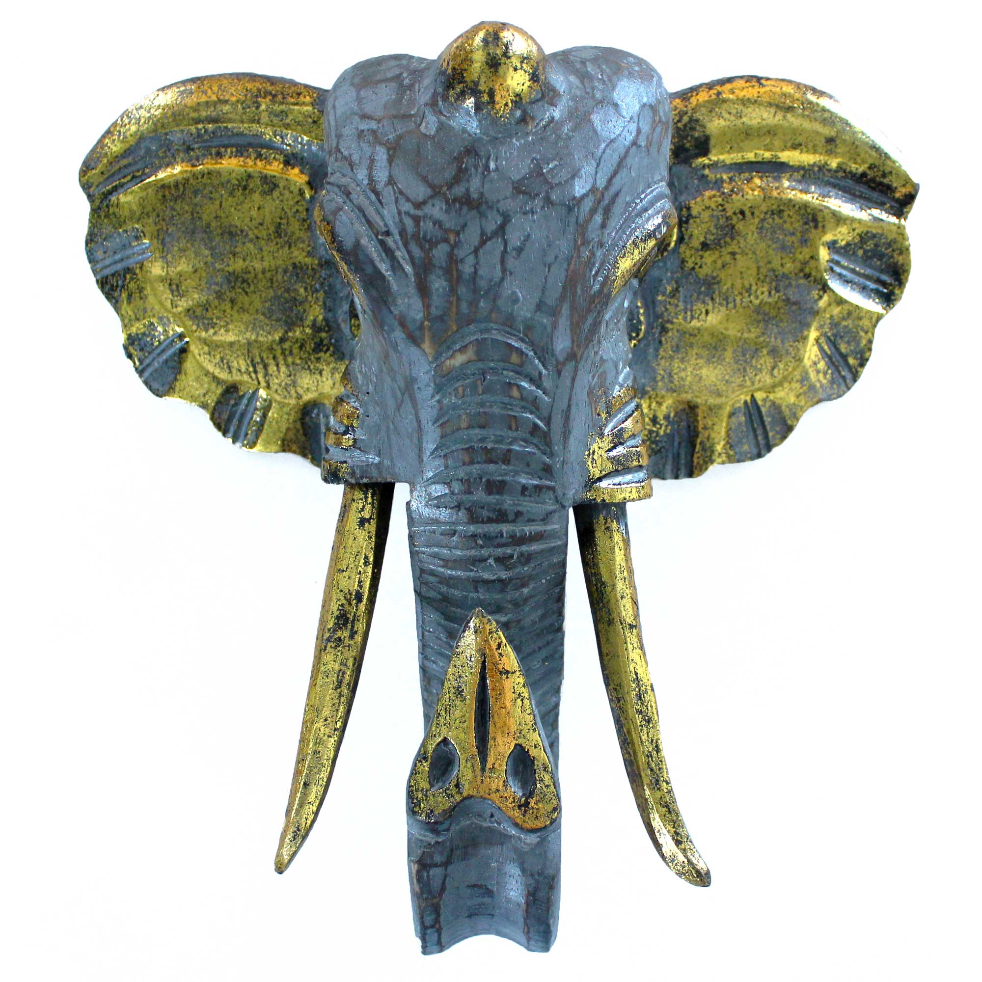 Large Elephant Head - Gold & Grey  (VINTEP-05)