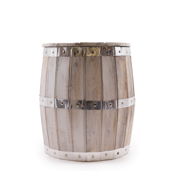 Beer Barrel Stool - Whitewash  (BTS-04)