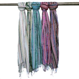 Indian Boho Scarves - 50x180cm - Random Colours With Gold Thread (BohoIS-04)