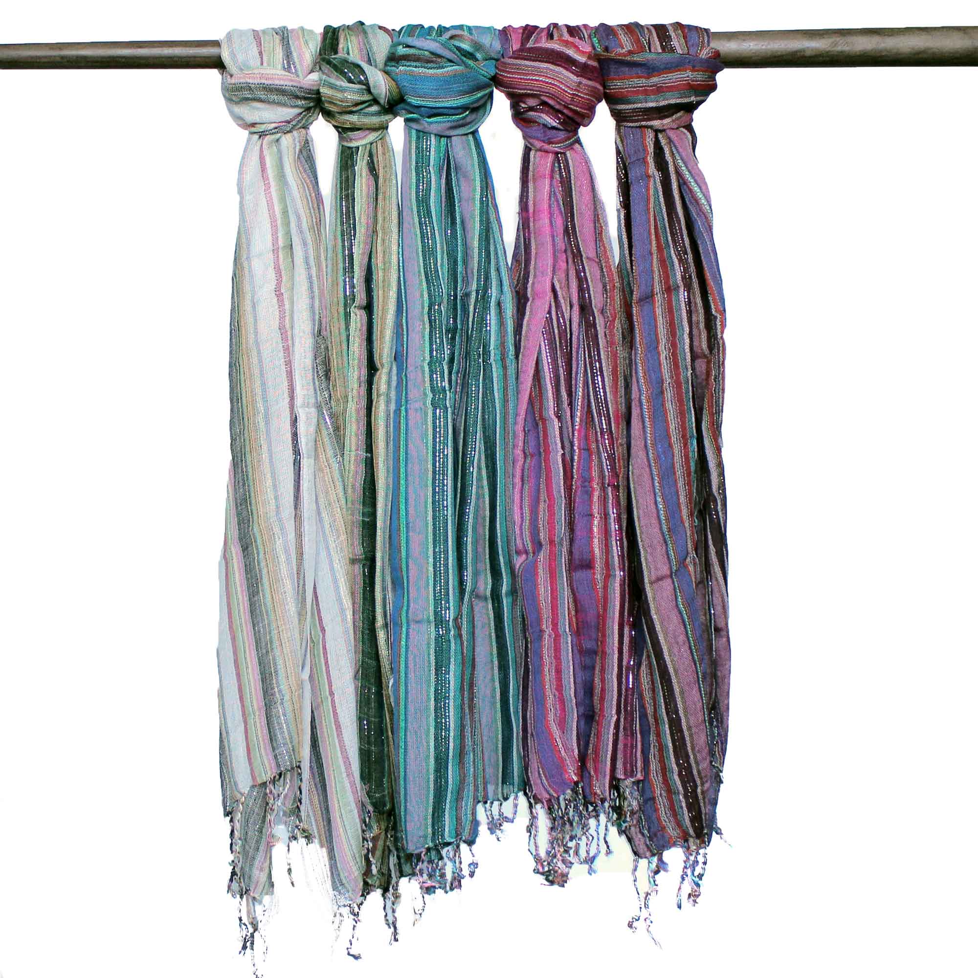 Indian Boho Scarves - 50x180cm - Random Colours With Gold Thread  (BohoIS-04)