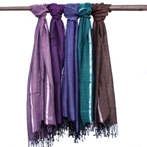 Large Indian Boho Scarves - 75x180cm - Random Colours with Gold Thread (BohoIS-08)