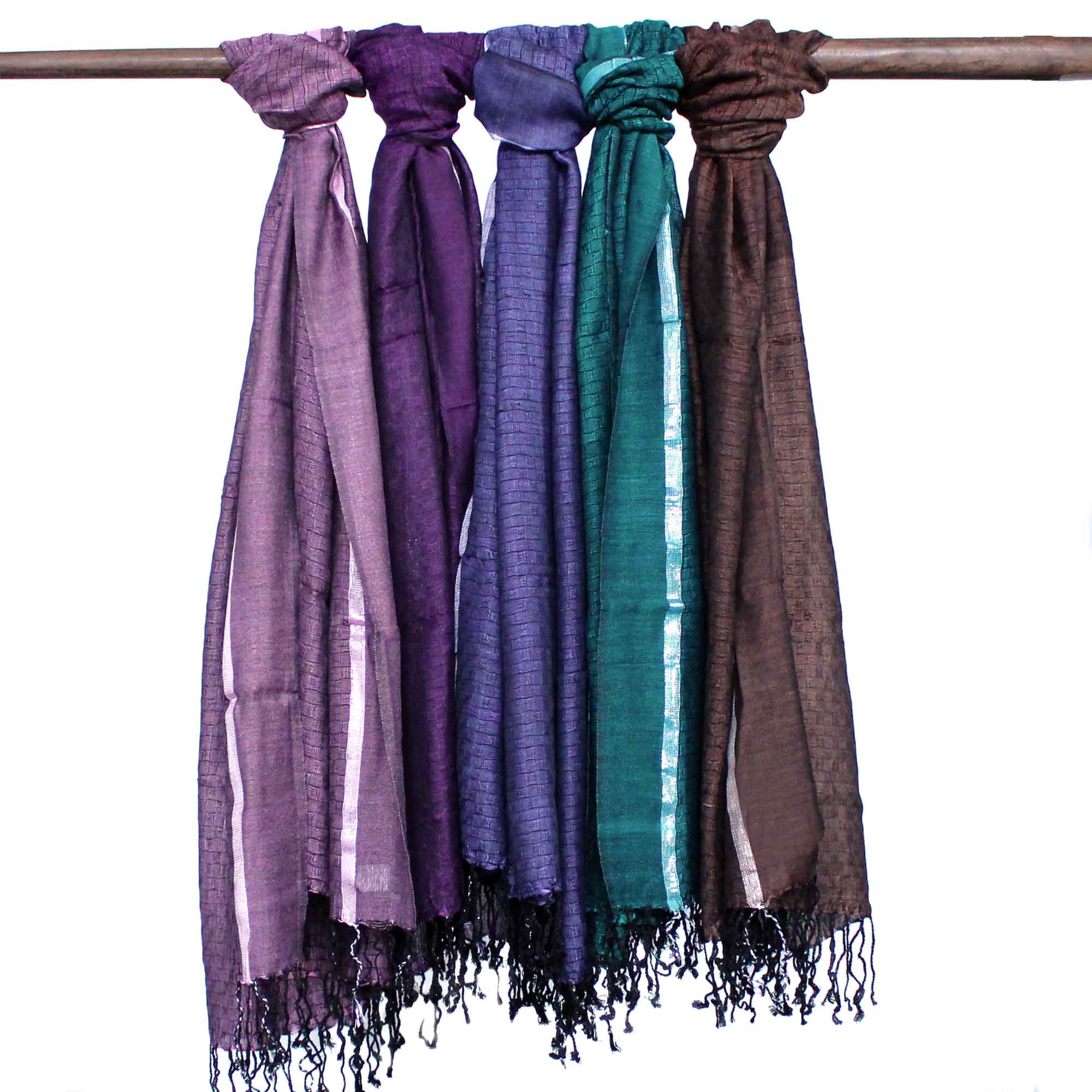 Large Indian Boho Scarves - 75x180cm - Random Colours with Gold Thread (BohoIS-08)