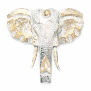 Large Elephant Head - Gold & Whitewash (VINTEP-03)