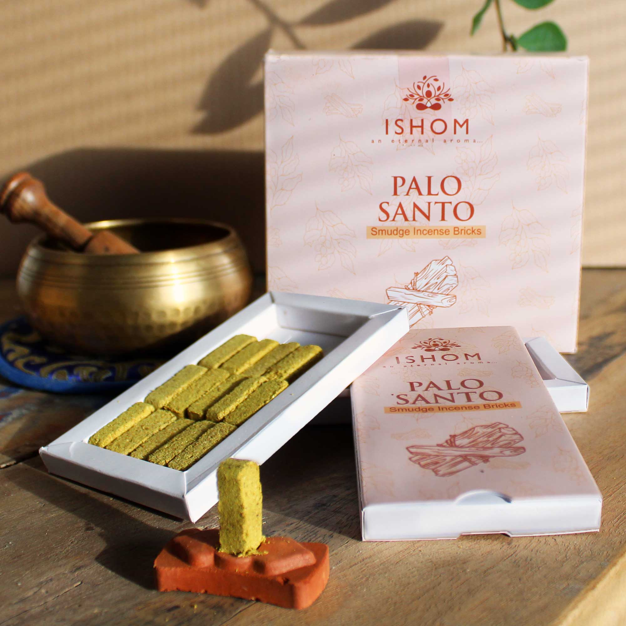 Pack of 15 Natural Incense Smudge Bricks and Burner - Palo Santo  (AISB-02)