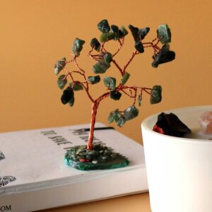 Gemstone Tree - Green Aventurine on Green Agate Base (35 stones)  (AGemT-04)