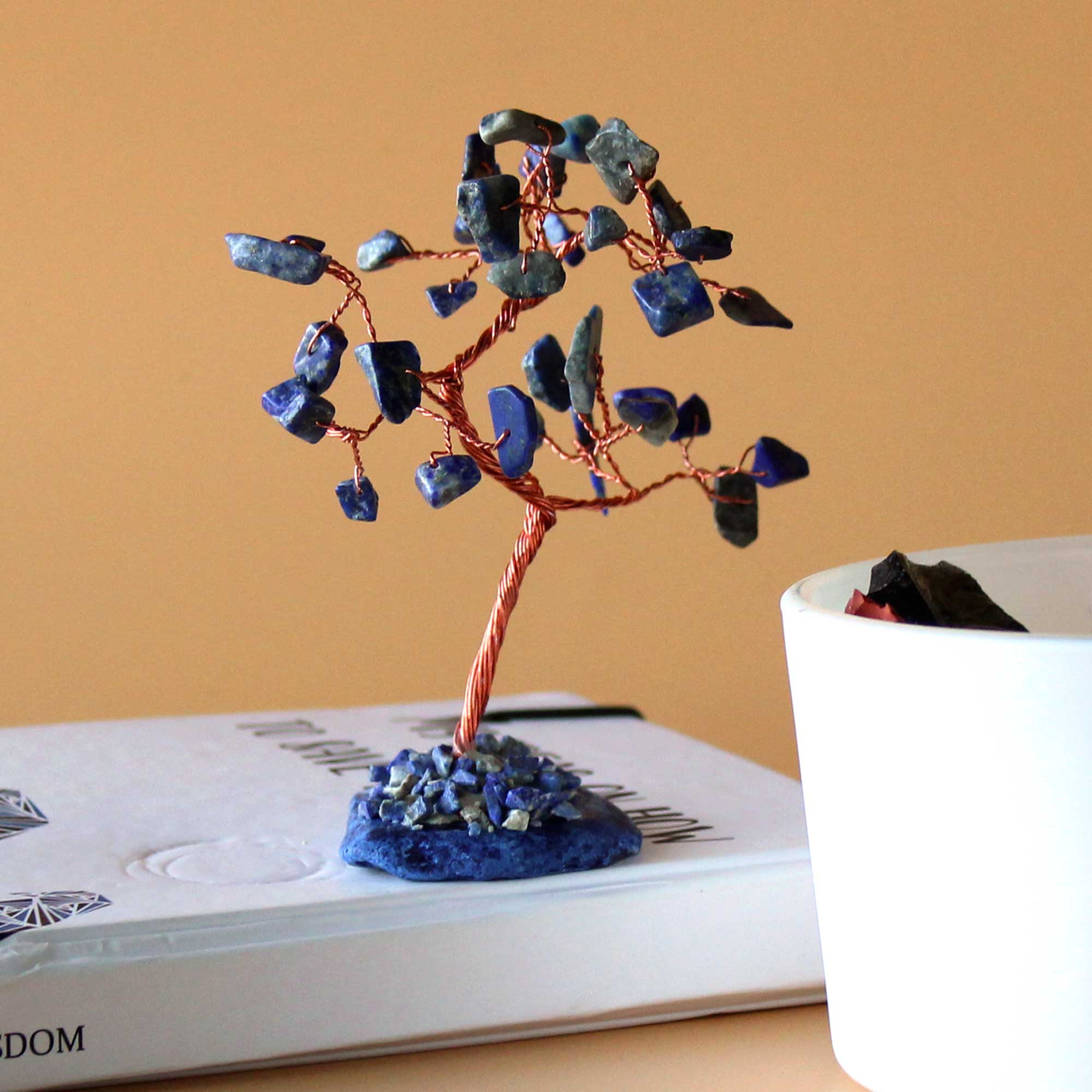 Gemstone Tree - Sodalite on Blue Agate Base (35 stones)  (AGemT-05)