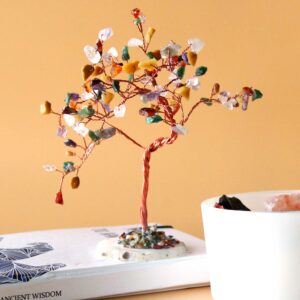 Lrg Gemstone Tree - Multi Stones on Natural Agate Base (100 stones)  (AGemT-07)