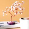 Lrg Gemstone Tree - Rose Quartz on Pink Agate Base (100 stones)  (AGemT-09)