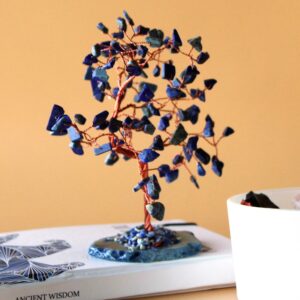 Lrg Gemstone Tree - Sodalite on Blue Agate Base (100 stones)  (AGemT-11)