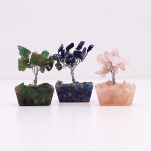 Box of 12 Mini Gemstone Trees On Orgonite Base - Assorted Mix (15 stones)  (MGemT-10)