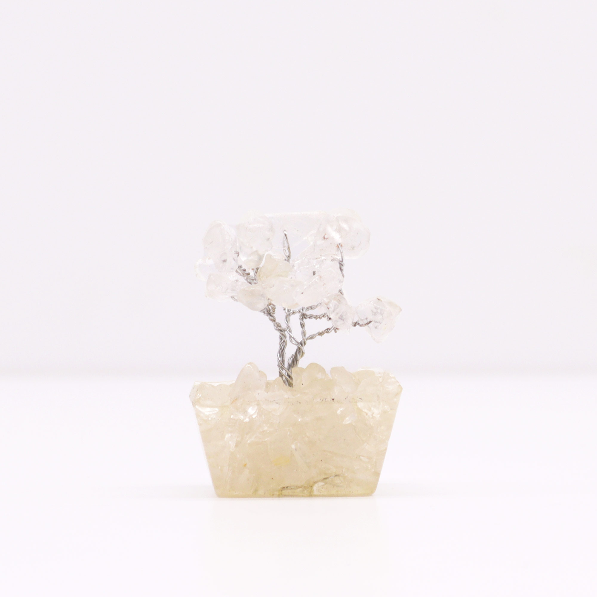Mini Gemstone Trees On Orgonite Base - Rock Quartz (15 stones)  (MGemT-05)