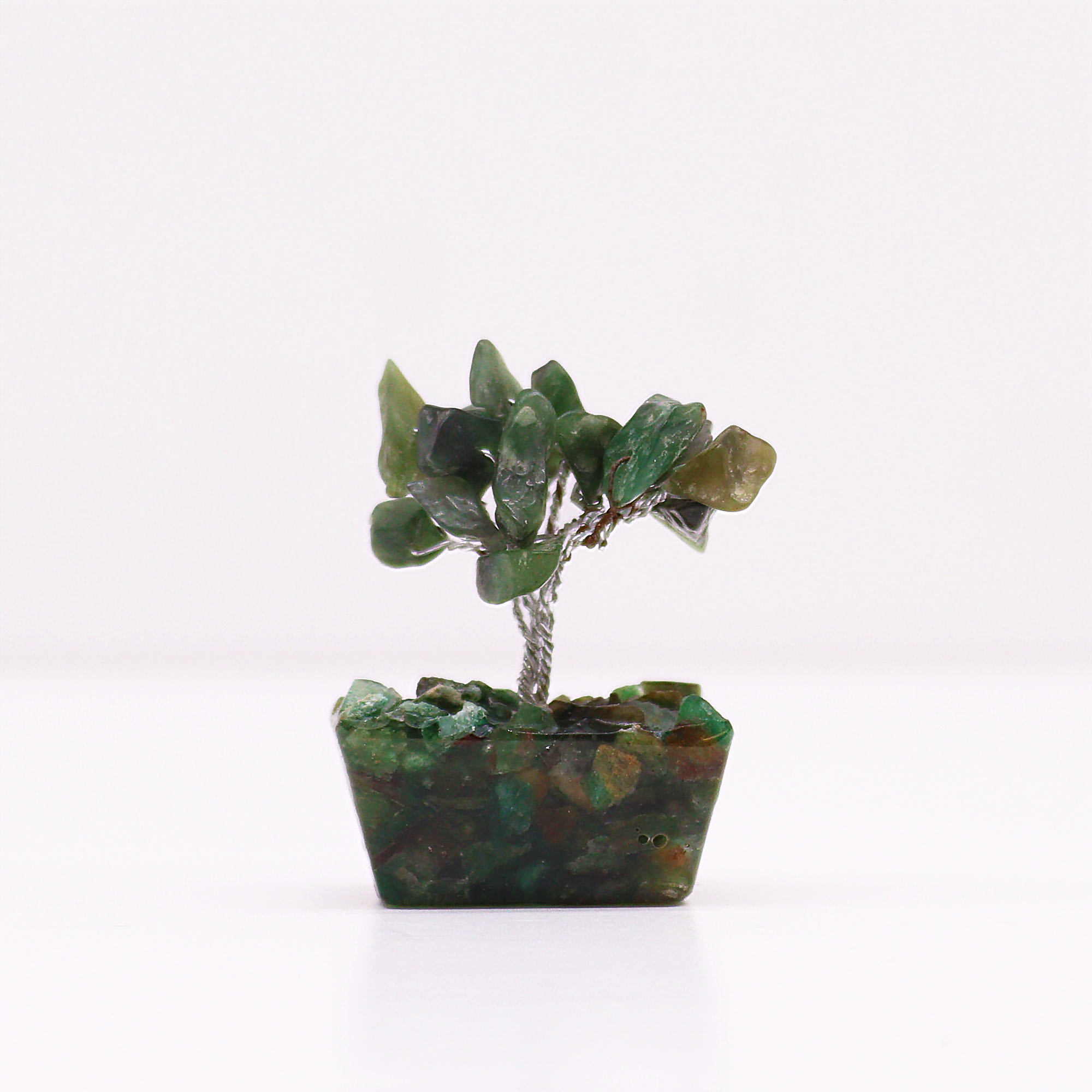 Mini Gemstone Trees On Orgonite Base - Green Aventurine (15 stones)  (MGemT-06)