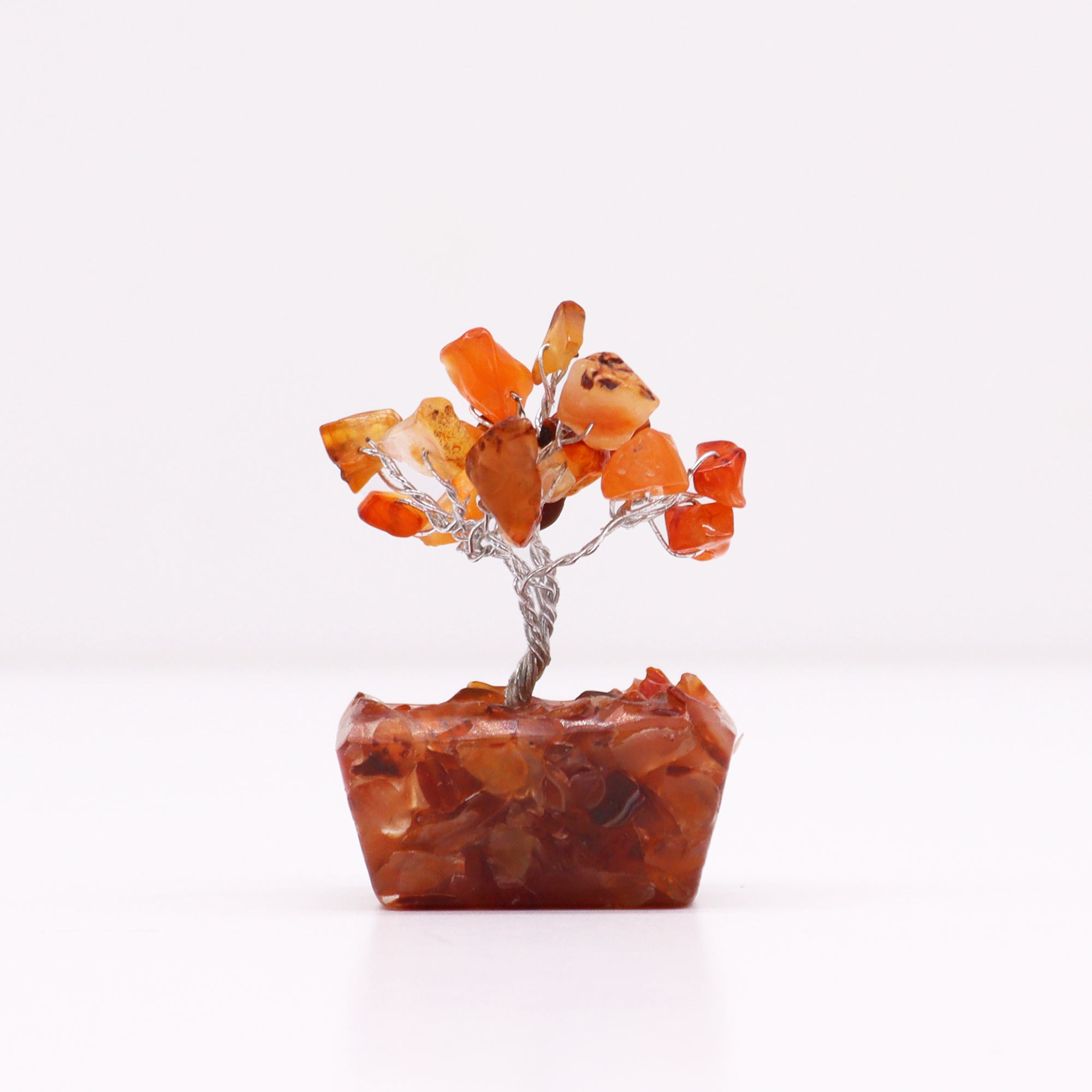 Mini Gemstone Trees On Orgonite Base - Carnelian (15 stones)  (MGemT-07)