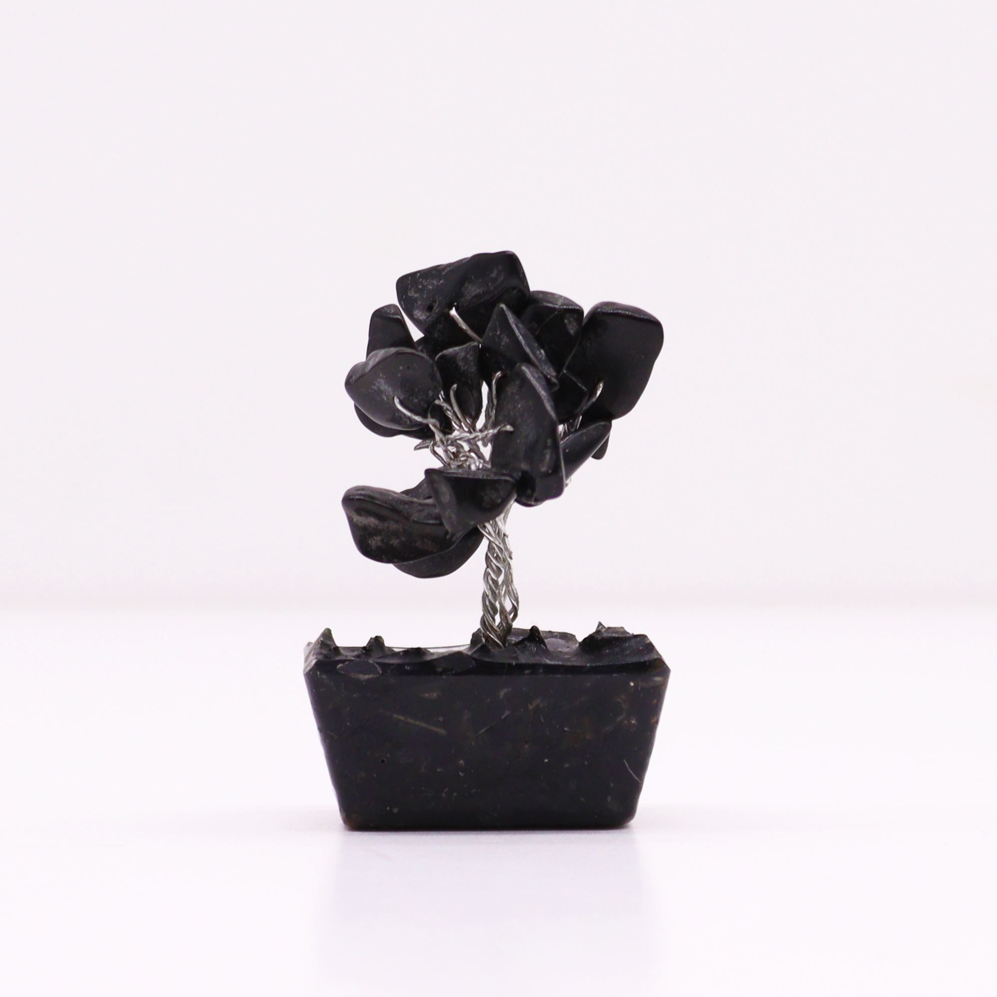 Mini Gemstone Trees On Orgonite Base - Black Agate (15 stones)  (MGemT-09)
