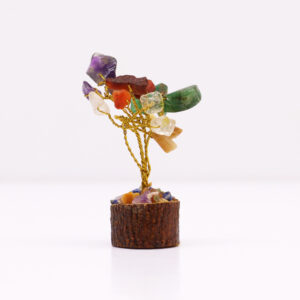 Mini Gemstone Trees On Wood Base - Multi Stones (15 stones)  (MGemT-11)