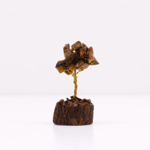 Mini Gemstone Trees On Wood Base - Tigereye (15 stones)  (MGemT-13)