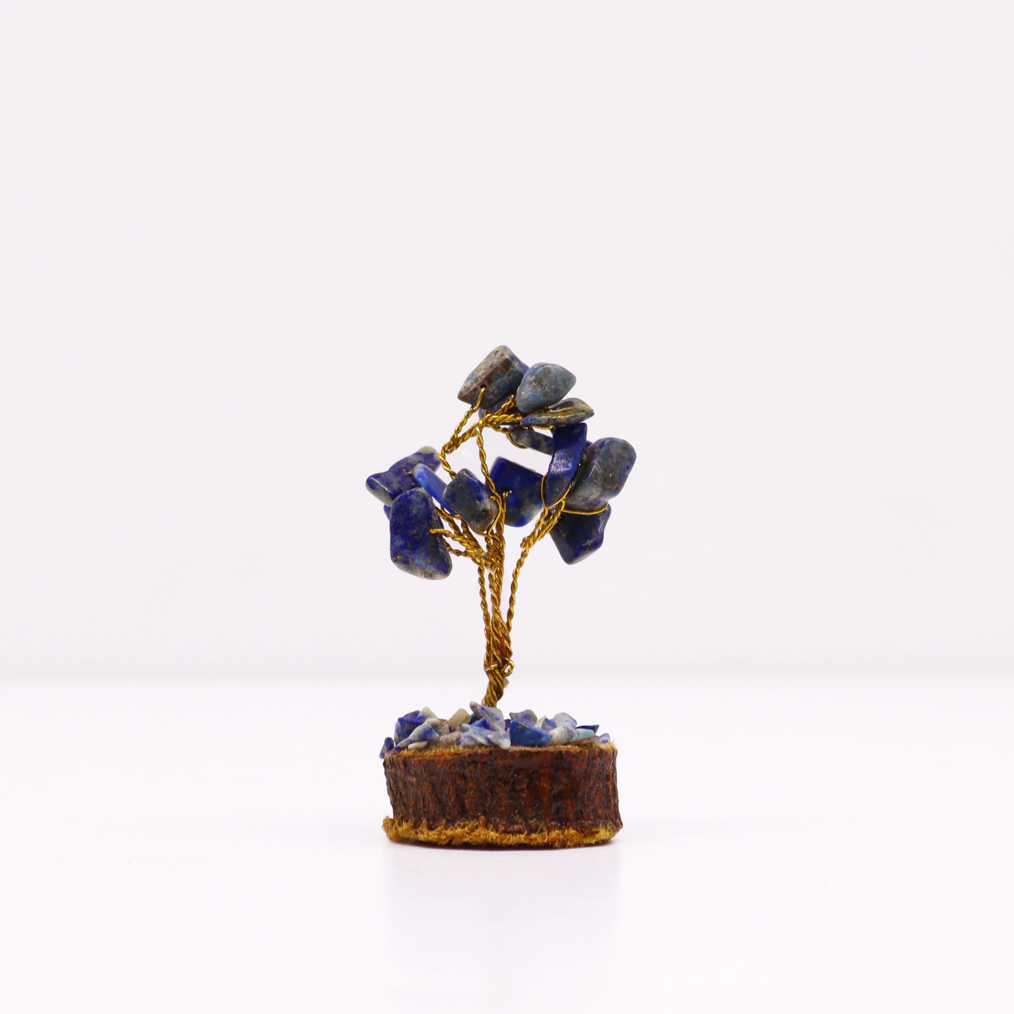 Mini Gemstone Trees On Wood Base - Sodalite (15 stones)  (MGemT-18)