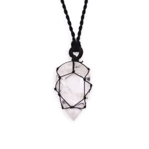 Laced Gemstone Teardrop Pendant - Rock Quartz  (LGemP-01)