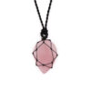 Laced Gemstone Teardrop Pendant - Rose Quartz  (LGemP-04)
